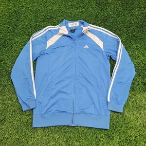 ADIDAS Track Jacket Small 19x27 Blue White Trim Trefoil